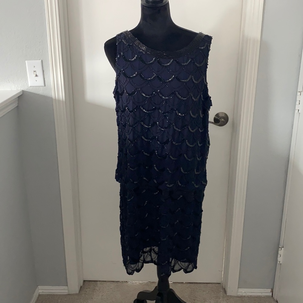 NWT Adriana Papell Sequin Drop Waist Dress